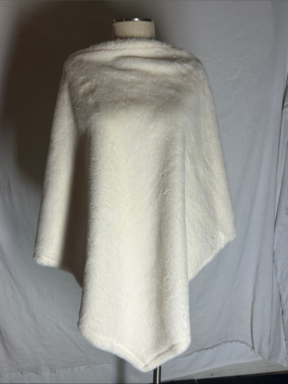 Cream Faux Fur Poncho Sweater - Women's Cozy Layer